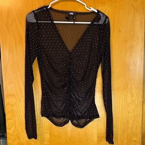 PAIGE Black Sheer Polka Dot Blouse